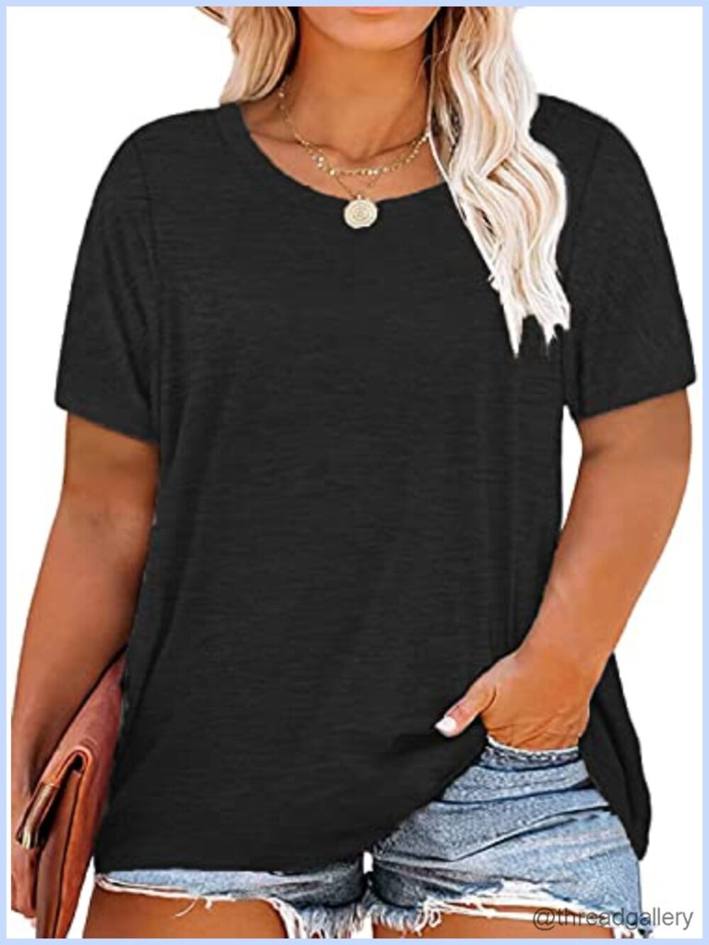 Plus Size Summer T-Shirt Short Sleeve Round Neck Loose Fit Tunic Tee